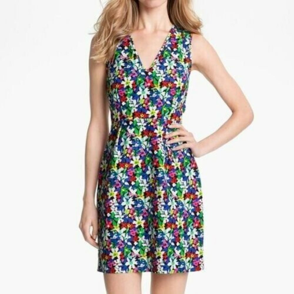 Kate Spade Mira In Full Bloom Dress Size 10 Multicolored Floral Silk Blend Lined